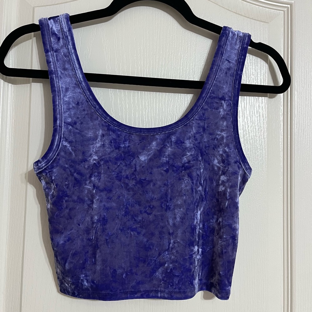 Purple Velvet Cropped Tank Top - Forever 21